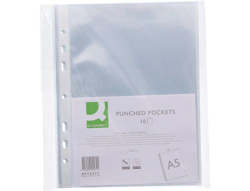 Bolsa catalogo/mica q-connect din a5 100 microns cristal 6 furos bolsa de 10 unidades , Q-connect , 74331 , 5706002155711